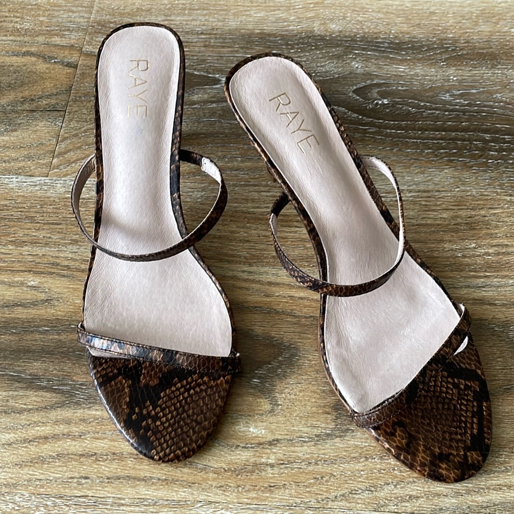 RAYE Kick Heel in Brown Snakeskin